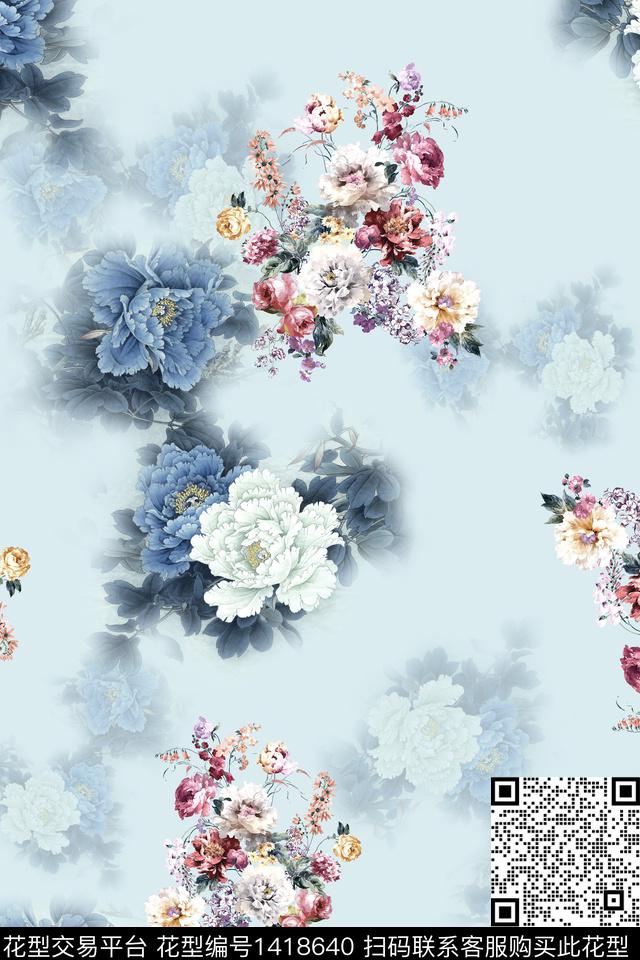 HTB1Z561.jpg - 1418640 - 连衣裙 花卉 旗袍 - 传统印花花型 － 女装花型设计 － 瓦栏