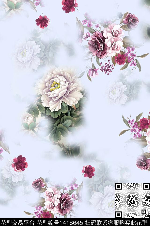 HTB1Z563.jpg - 1418645 - 连衣裙 花卉 旗袍 - 传统印花花型 － 女装花型设计 － 瓦栏