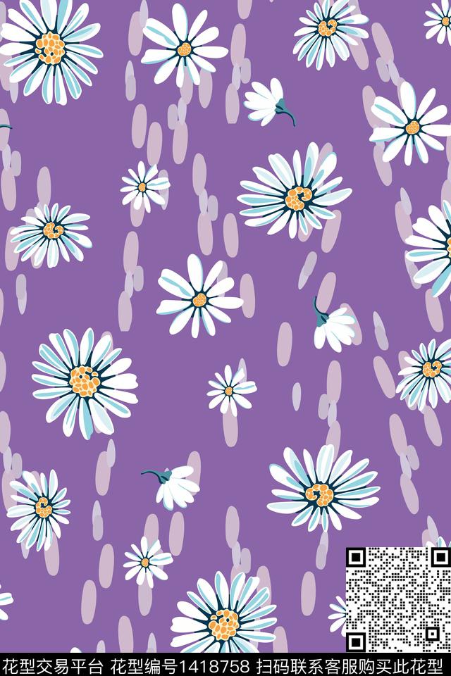 数码花型纹理花卉数码印花花型下载（图片编号: 1418758） - 瓦栏（Walan）
