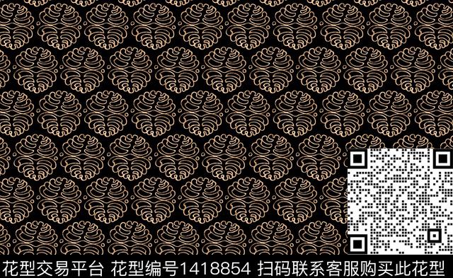 几何简约复古数码印花花型下载（图片编号: 1418854） - 瓦栏（Walan）