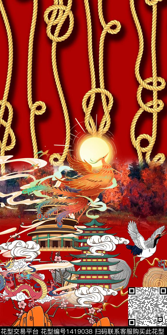 定位花花卉中国风数码印花花型下载（图片编号: 1419038） - 瓦栏（Walan）