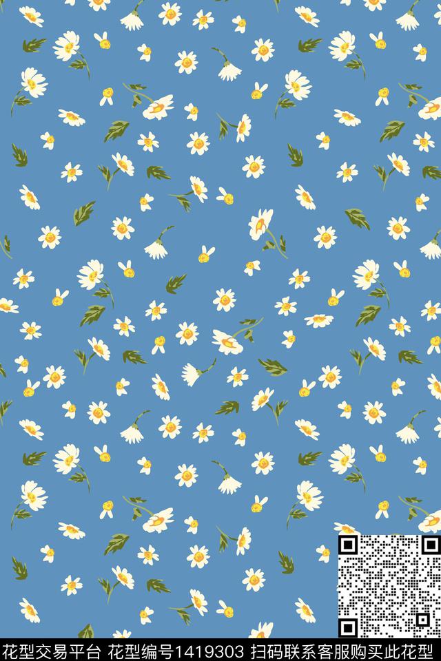 SS2021002.jpg - 1419303 - 复古 花卉 小雏菊 - 传统印花花型 － 女装花型设计 － 瓦栏