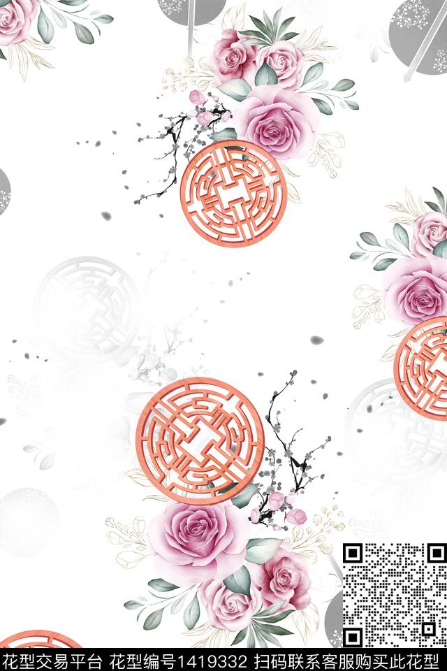 HTB1Z591.jpg - 1419332 - 连衣裙 旗袍 中国 - 传统印花花型 － 女装花型设计 － 瓦栏