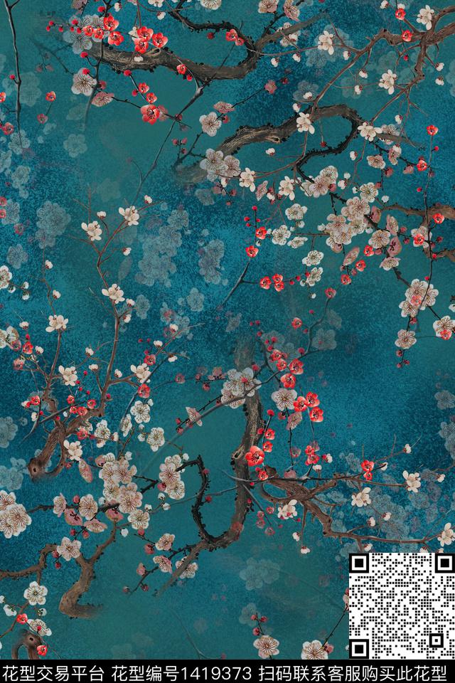 qx818.jpg - 1419373 - 数码花型 花卉 中国 - 数码印花花型 － 女装花型设计 － 瓦栏