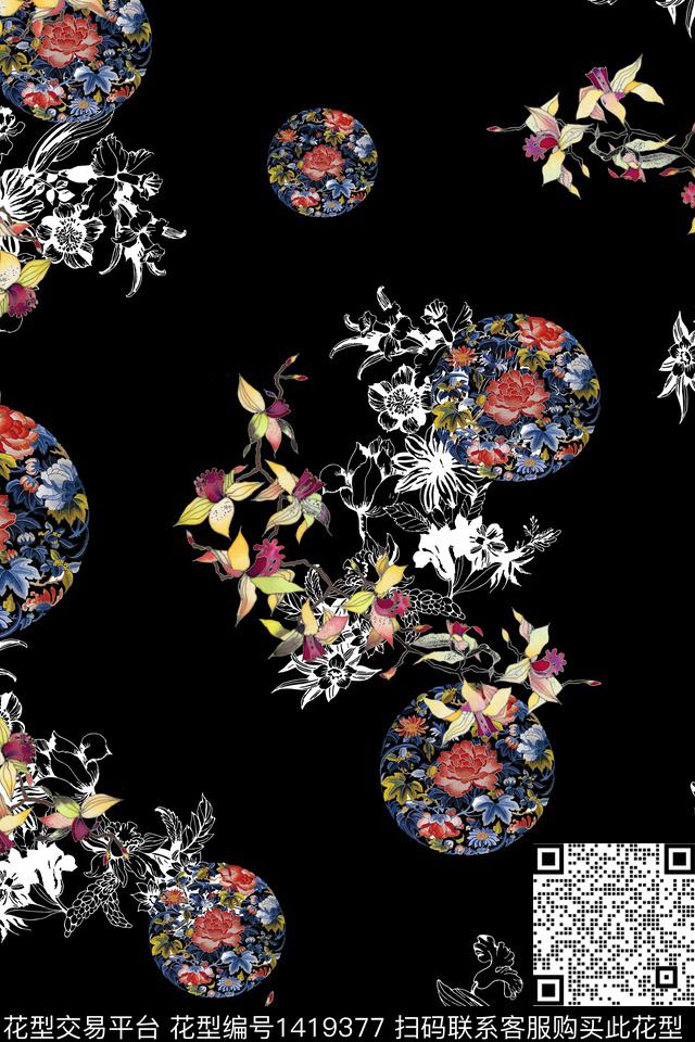 qx822.jpg - 1419377 - 数码花型 花卉 中国 - 数码印花花型 － 女装花型设计 － 瓦栏