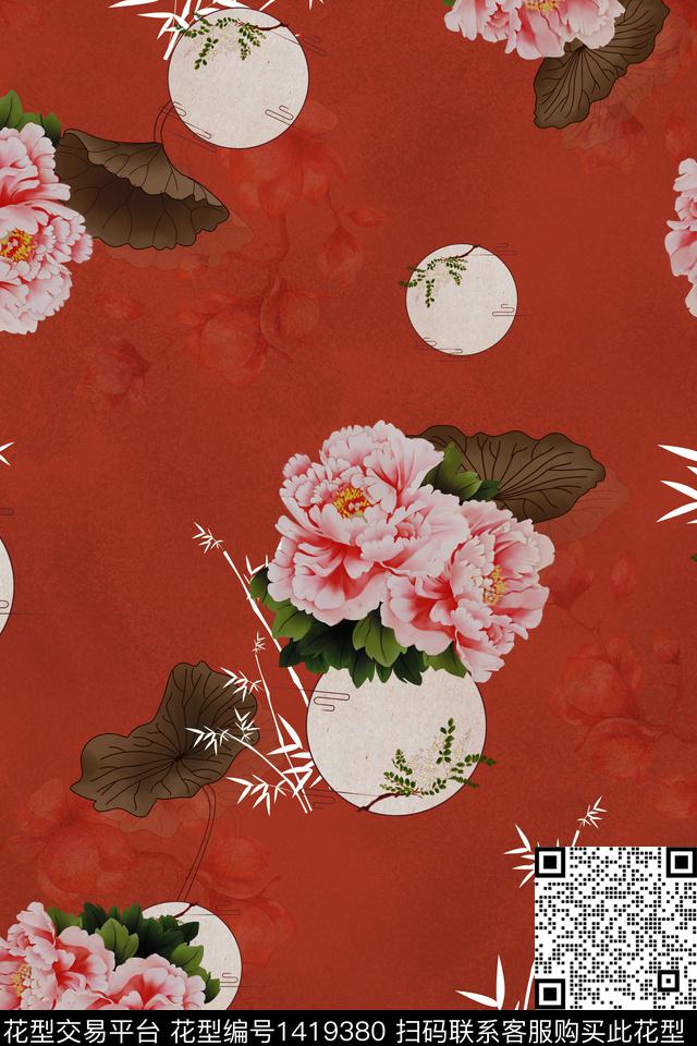 qx825.jpg - 1419380 - 数码花型 花卉 中国 - 数码印花花型 － 女装花型设计 － 瓦栏