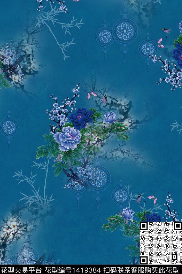 qx827.jpg - 1419384 - 数码花型 花卉 中国 - 数码印花花型 － 女装花型设计 － 瓦栏