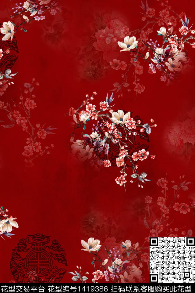 qx828.jpg - 1419386 - 数码花型 花卉 中国 - 数码印花花型 － 女装花型设计 － 瓦栏