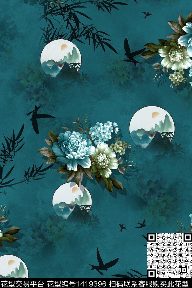 qx829.jpg - 1419396 - 数码花型 花卉 中国 - 数码印花花型 － 女装花型设计 － 瓦栏