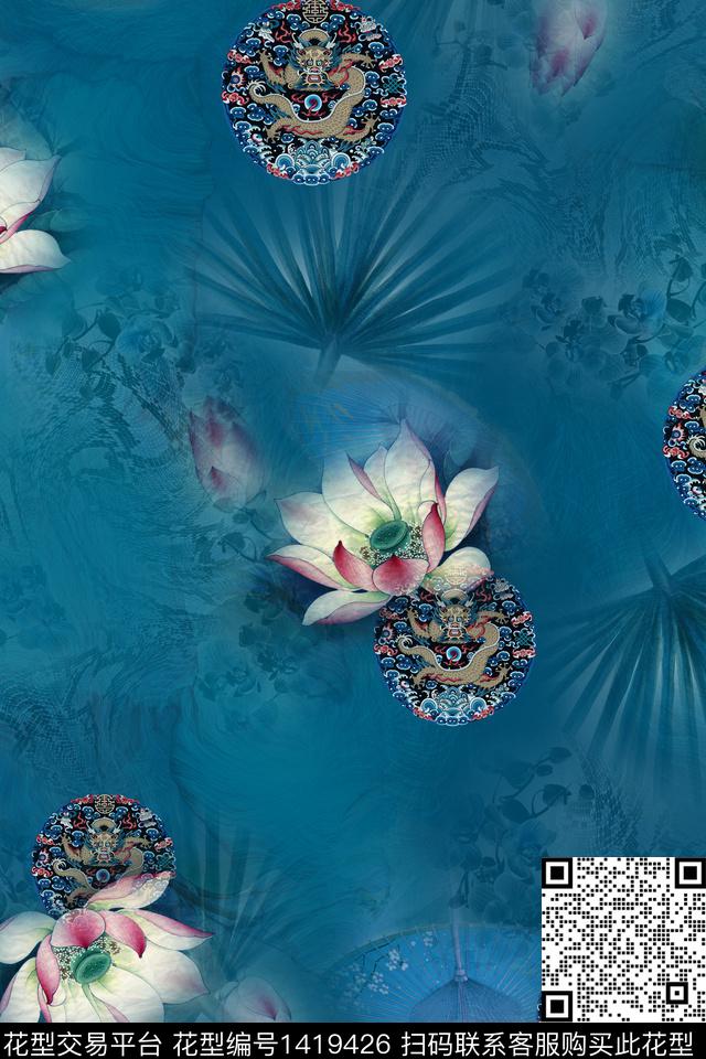 qx834.jpg - 1419426 - 数码花型 花卉 中国 - 数码印花花型 － 女装花型设计 － 瓦栏