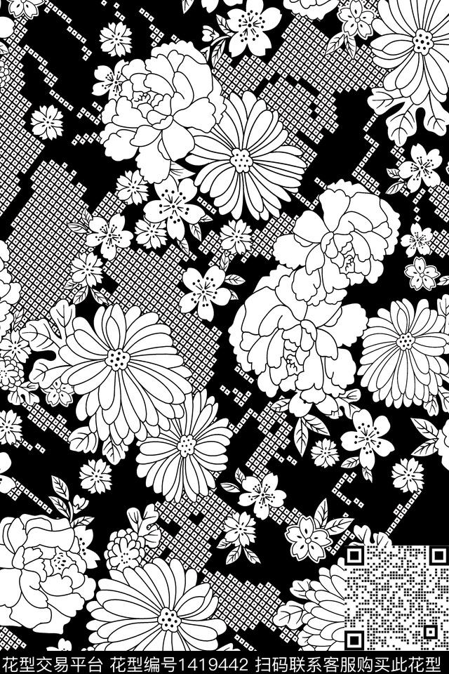 qx850.jpg - 1419442 - 几何 大牌风 卡通 - 数码印花花型 － 女装花型设计 － 瓦栏