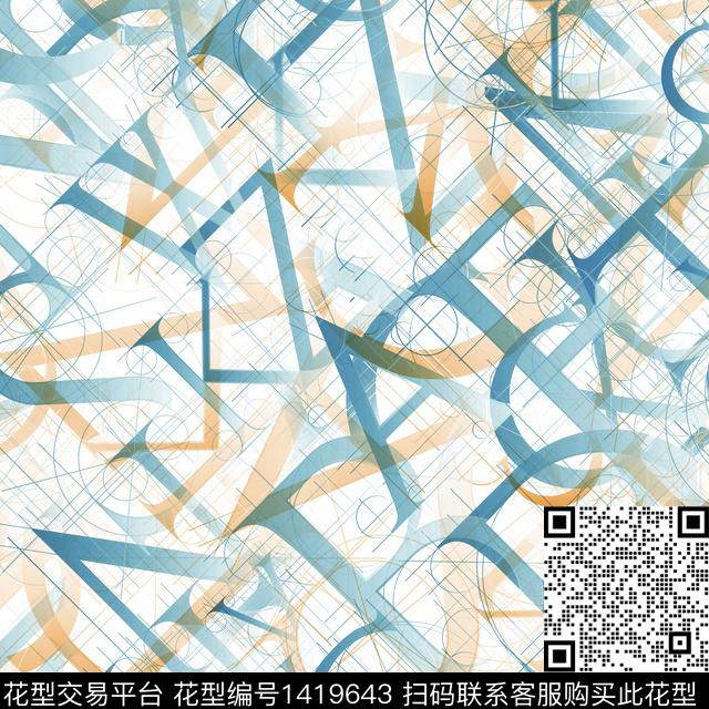 几何字母肌理传统印花花型下载（图片编号: 1419643） - 瓦栏（Walan）