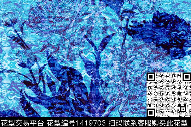 简约花卉热带花型数码印花花型下载（图片编号: 1419703） - 瓦栏（Walan）