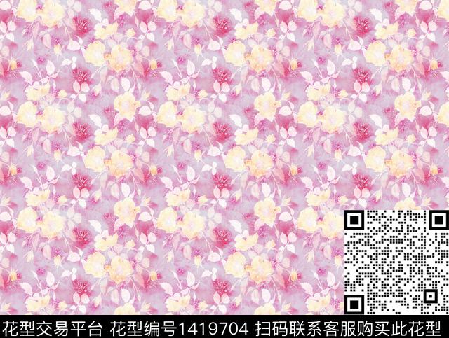 简约花卉热带花型数码印花花型下载（图片编号: 1419704） - 瓦栏（Walan）