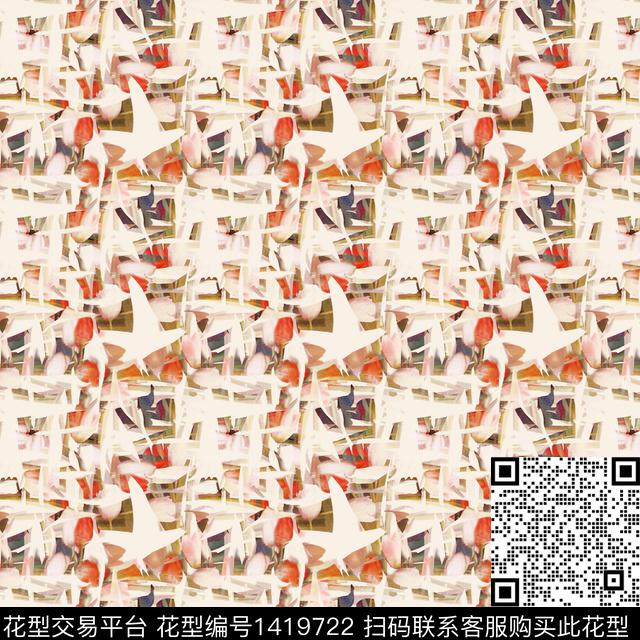 简约花卉热带花型数码印花花型下载（图片编号: 1419722） - 瓦栏（Walan）