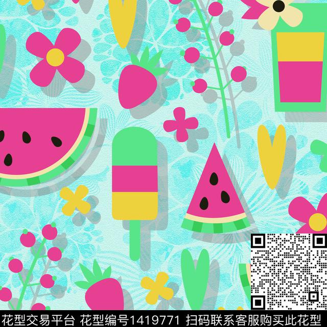 202105-4.jpg - 1419771 - 几何 水果 花卉 - 数码印花花型 － 女装花型设计 － 瓦栏