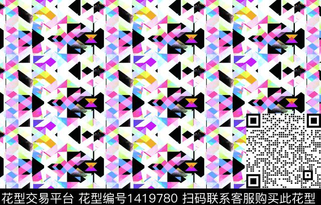 几何渐变大牌风数码印花花型下载（图片编号: 1419780） - 瓦栏（Walan）