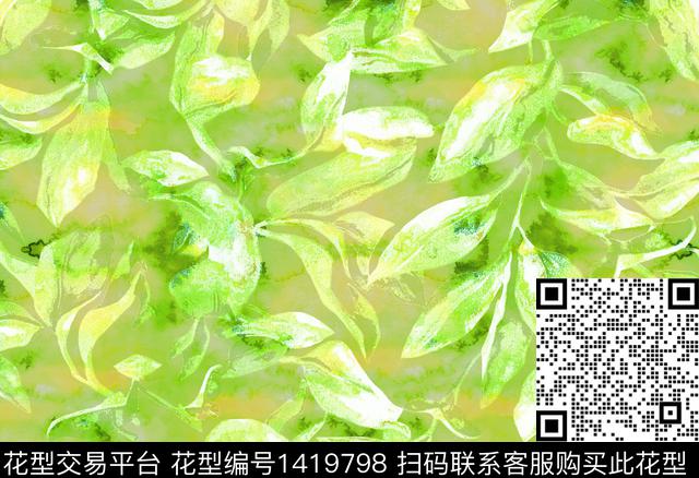 复古大牌风热带花型数码印花花型下载（图片编号: 1419798） - 瓦栏（Walan）