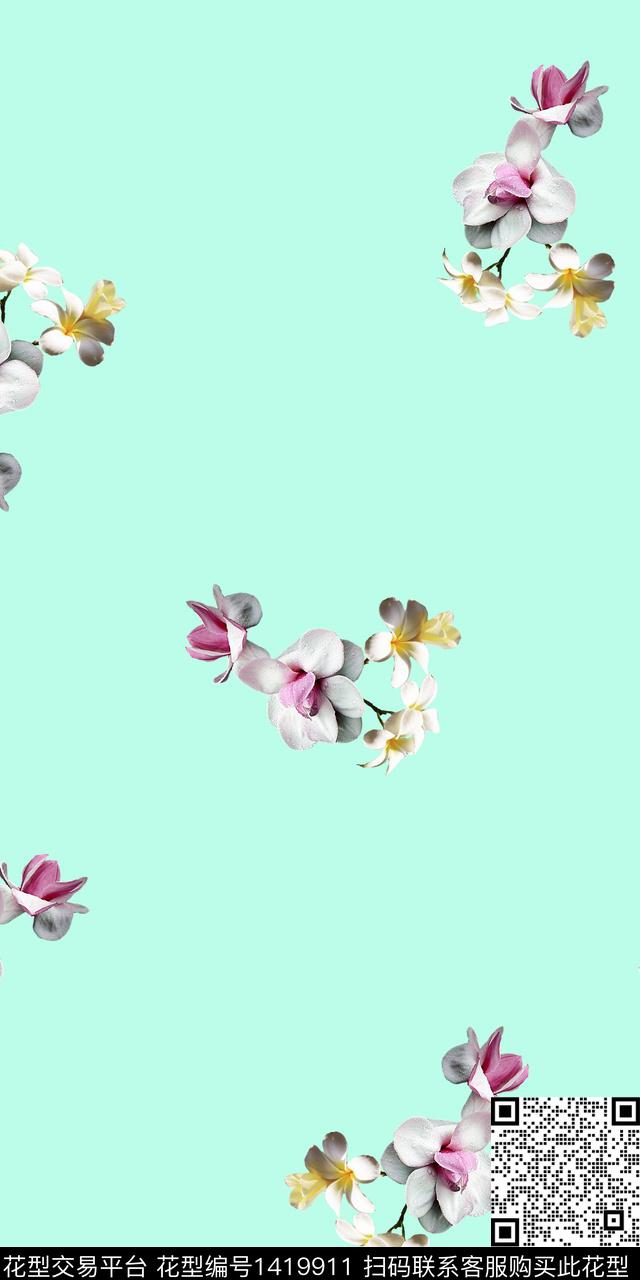 女装花卉大花数码印花花型下载（图片编号: 1419911） - 瓦栏（Walan）