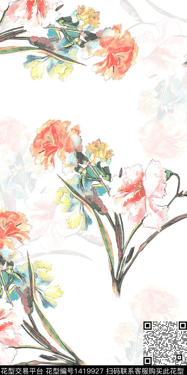 女装花卉大花数码印花花型下载（图片编号: 1419927） - 瓦栏（Walan）