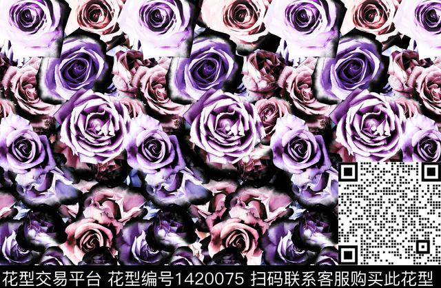 简约复古热带花型数码印花花型下载（图片编号: 1420075） - 瓦栏（Walan）