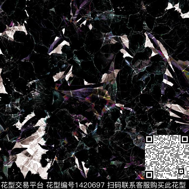 涂鸦花卉热带花型数码印花花型下载（图片编号: 1420697） - 瓦栏（Walan）