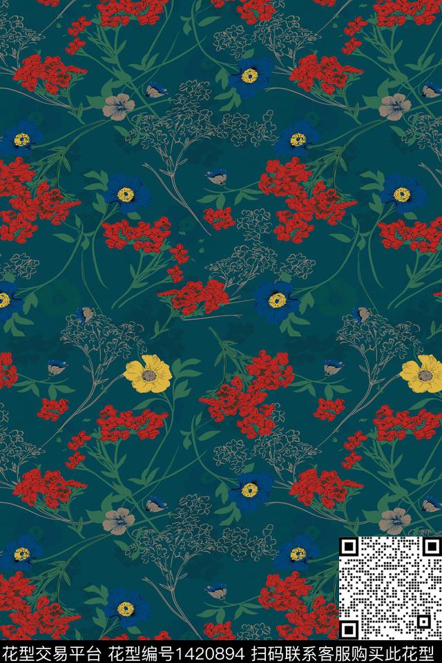 qx727.jpg - 1420894 - 数码花型 花卉 中国 - 数码印花花型 － 女装花型设计 － 瓦栏