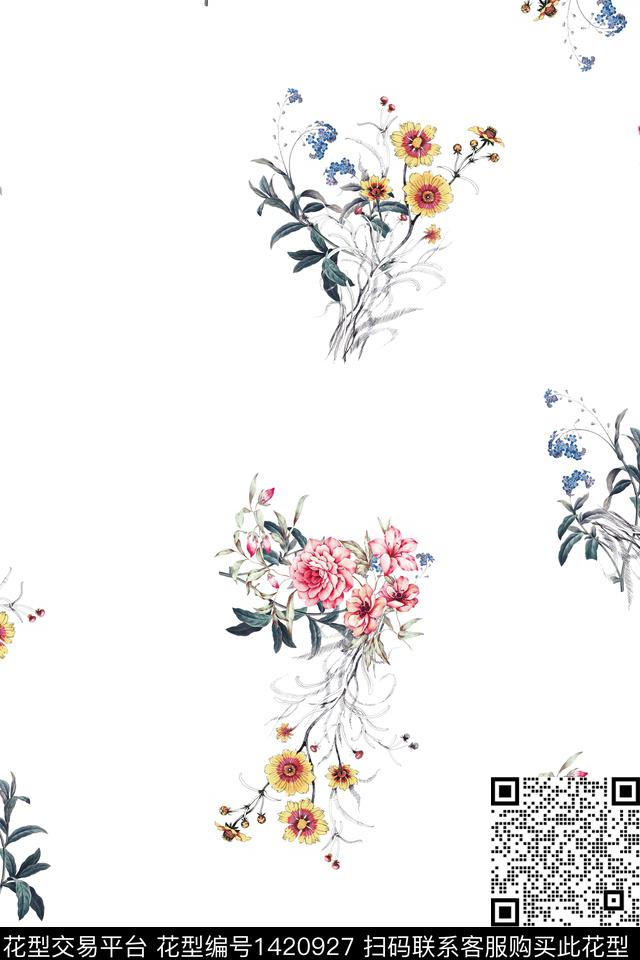 qx760.jpg - 1420927 - 数码花型 花卉 大牌风 - 数码印花花型 － 女装花型设计 － 瓦栏