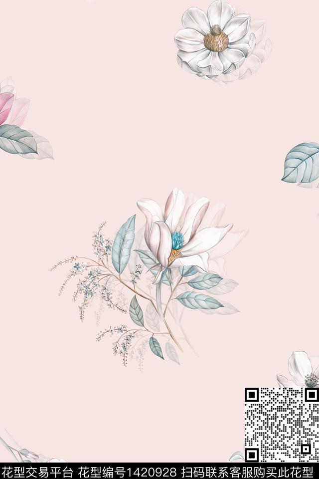 qx761.jpg - 1420928 - 数码花型 花卉 大牌风 - 数码印花花型 － 女装花型设计 － 瓦栏