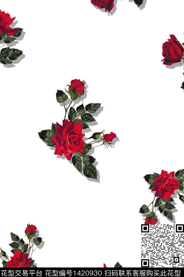 qx762.jpg - 1420930 - 数码花型 花卉 大牌风 - 数码印花花型 － 女装花型设计 － 瓦栏
