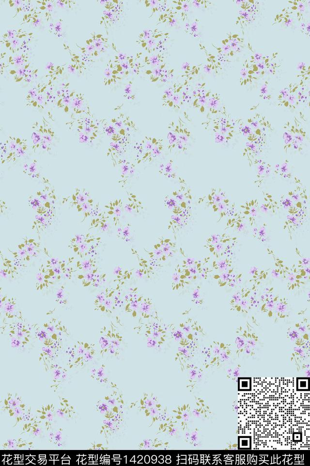qx770.jpg - 1420938 - 花卉 大牌风 小碎花 - 数码印花花型 － 女装花型设计 － 瓦栏
