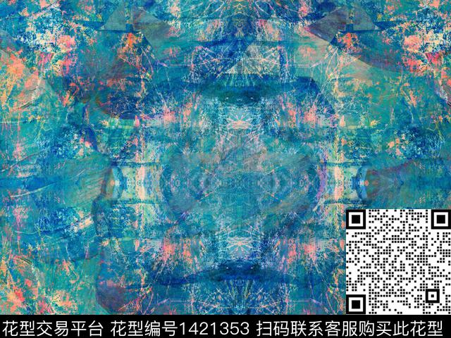 涂鸦渐变扎染花型数码印花花型下载（图片编号: 1421353） - 瓦栏（Walan）