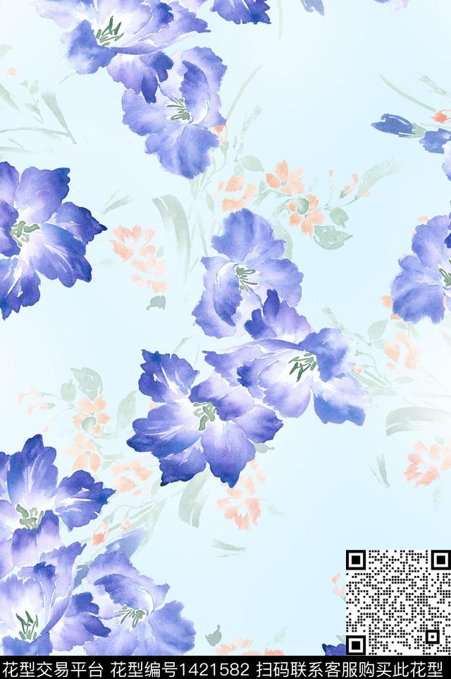 植物兰花小碎花数码印花花型下载（图片编号: 1421582） - 瓦栏（Walan）