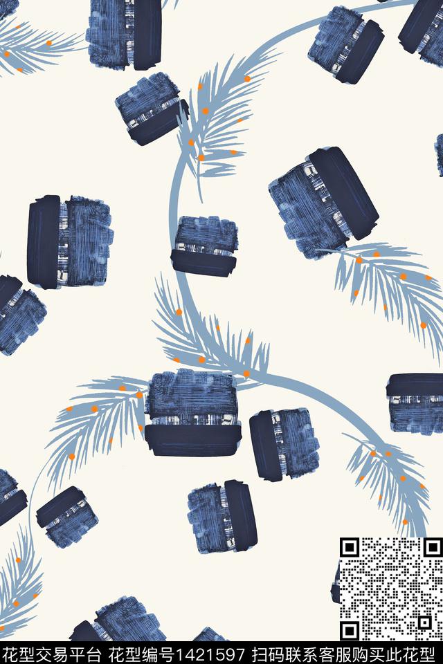 绿植树叶奢华年轻女性数码印花花型下载（图片编号: 1421597） - 瓦栏（Walan）