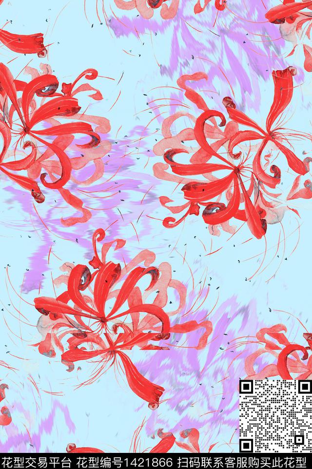 年轻女装兰花小碎花数码印花花型下载（图片编号: 1421866） - 瓦栏（Walan）