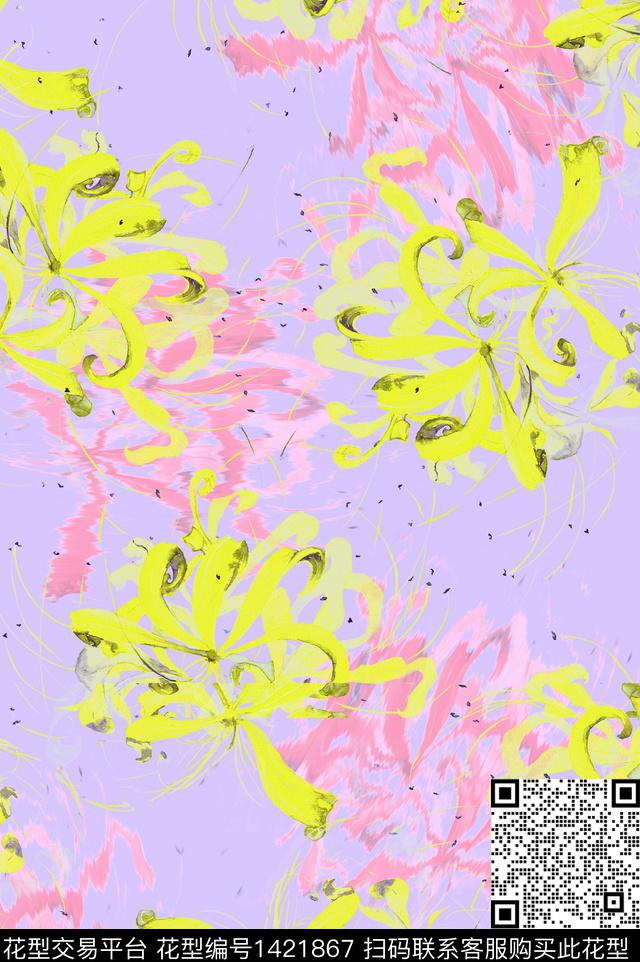 年轻女装兰花小碎花数码印花花型下载（图片编号: 1421867） - 瓦栏（Walan）
