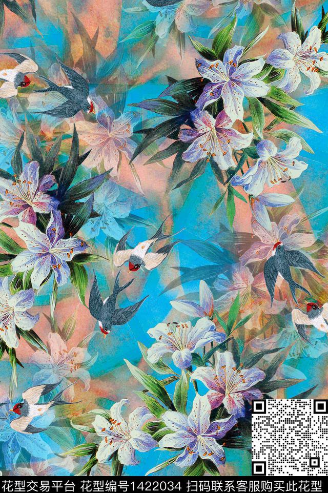 小碎花百合审数码印花花型下载（图片编号: 1422034） - 瓦栏（Walan）