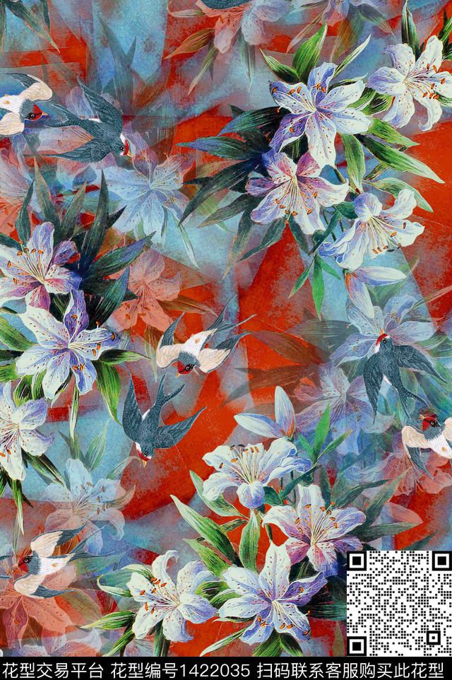 小碎花百合审数码印花花型下载（图片编号: 1422035） - 瓦栏（Walan）