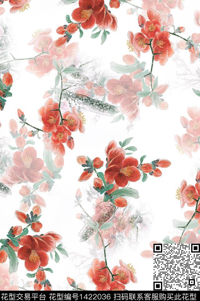 花卉绿植树叶审数码印花花型下载（图片编号: 1422036） - 瓦栏（Walan）