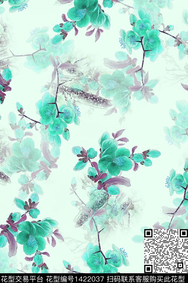 花卉绿植树叶审数码印花花型下载（图片编号: 1422037） - 瓦栏（Walan）