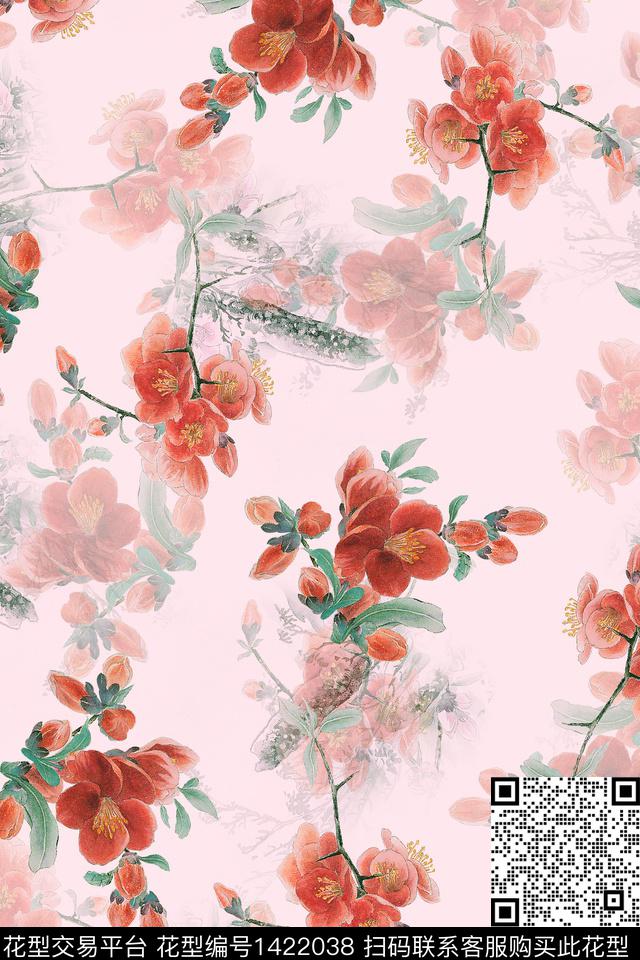 花卉绿植树叶审数码印花花型下载（图片编号: 1422038） - 瓦栏（Walan）