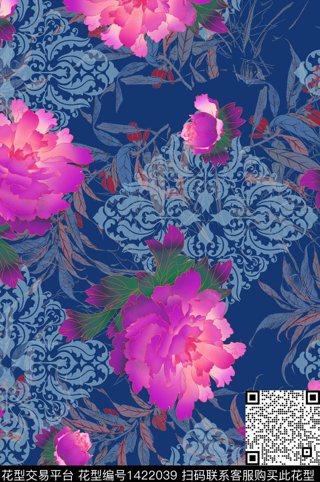 热带花型欧美绿植树叶数码印花花型下载（图片编号: 1422039） - 瓦栏（Walan）