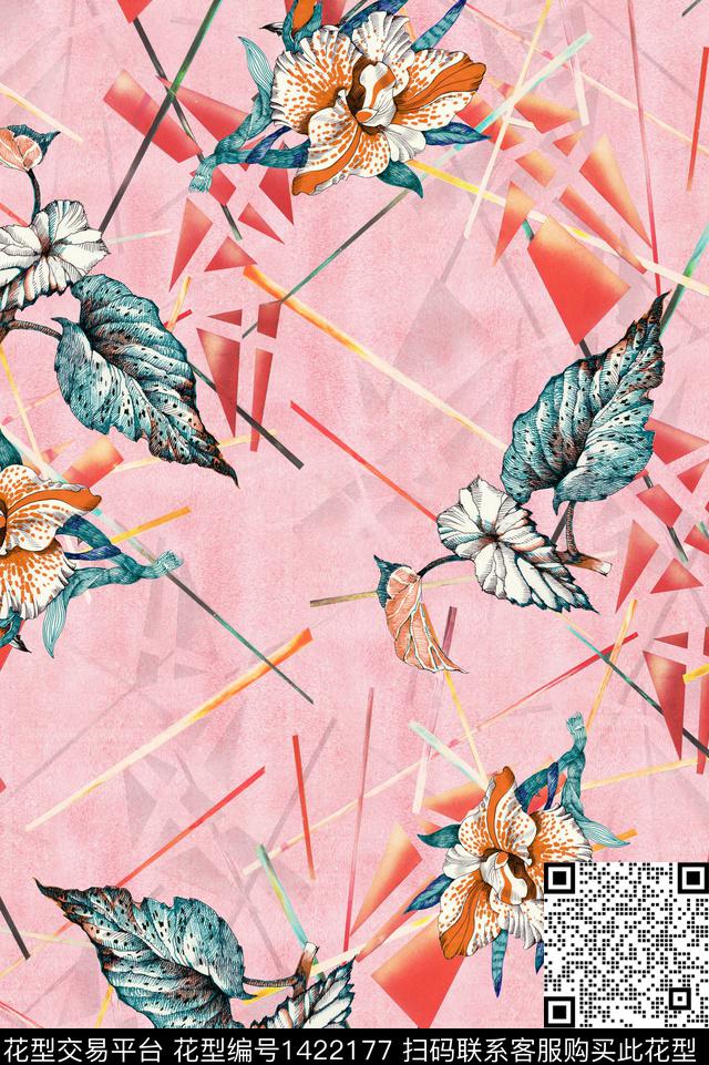 小碎花几何旗袍数码印花花型下载（图片编号: 1422177） - 瓦栏（Walan）