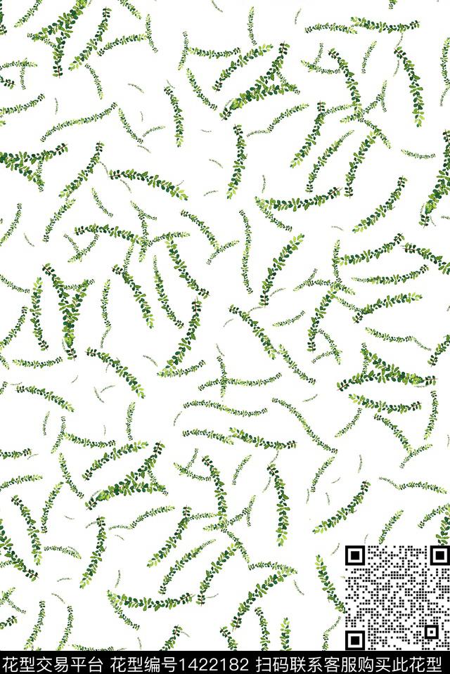 绿植树叶大牌风小清新数码印花花型下载（图片编号: 1422182） - 瓦栏（Walan）