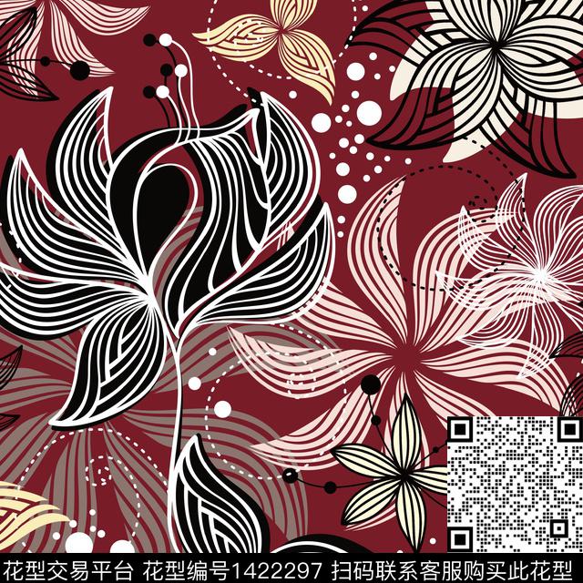 JQ-21A0030.jpg - 1422297 - 时尚 花卉 雪纺 - 传统印花花型 － 女装花型设计 － 瓦栏