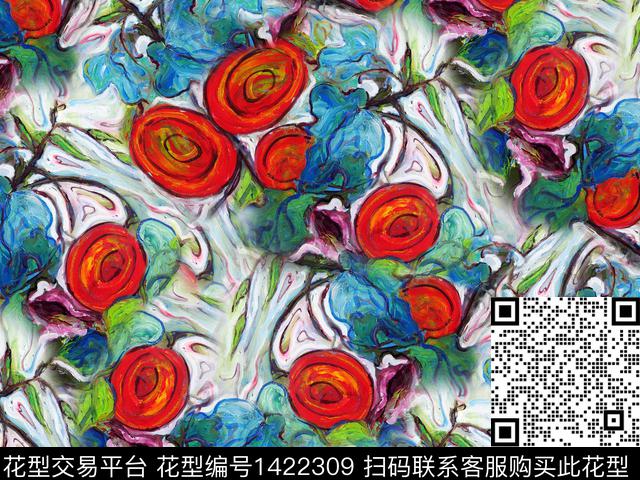MY-20J0006.jpg - 1422309 - 时尚 花卉 大牌风 - 传统印花花型 － 女装花型设计 － 瓦栏