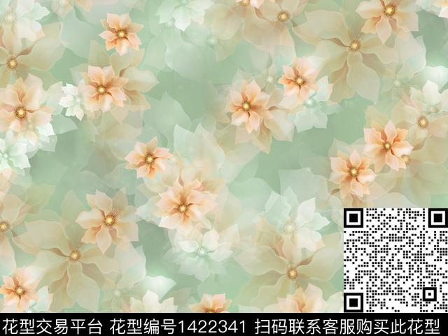 JQ-21A0023.jpg - 1422341 - 时尚 花卉 雪纺 - 传统印花花型 － 女装花型设计 － 瓦栏