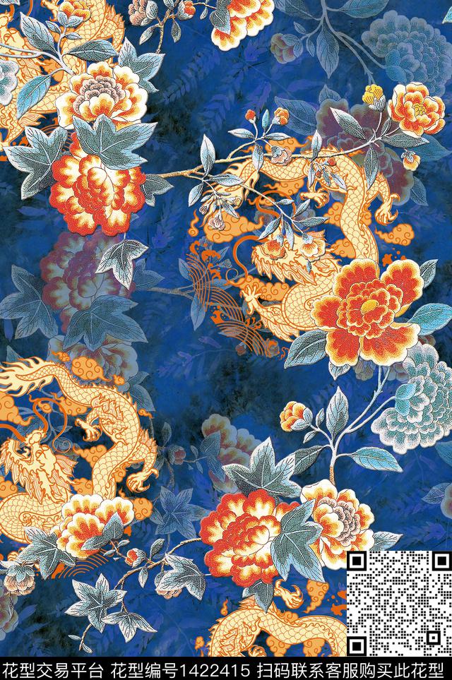 中国风旗袍香云纱数码印花花型下载（图片编号: 1422415） - 瓦栏（Walan）