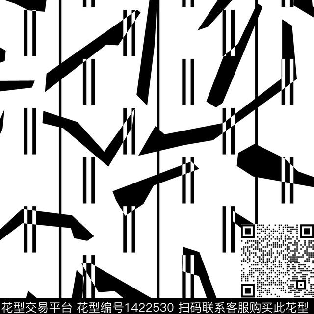 2020-07-24-1.jpg - 1422530 - 时尚 黑白花型 抽象 - 传统印花花型 － 女装花型设计 － 瓦栏