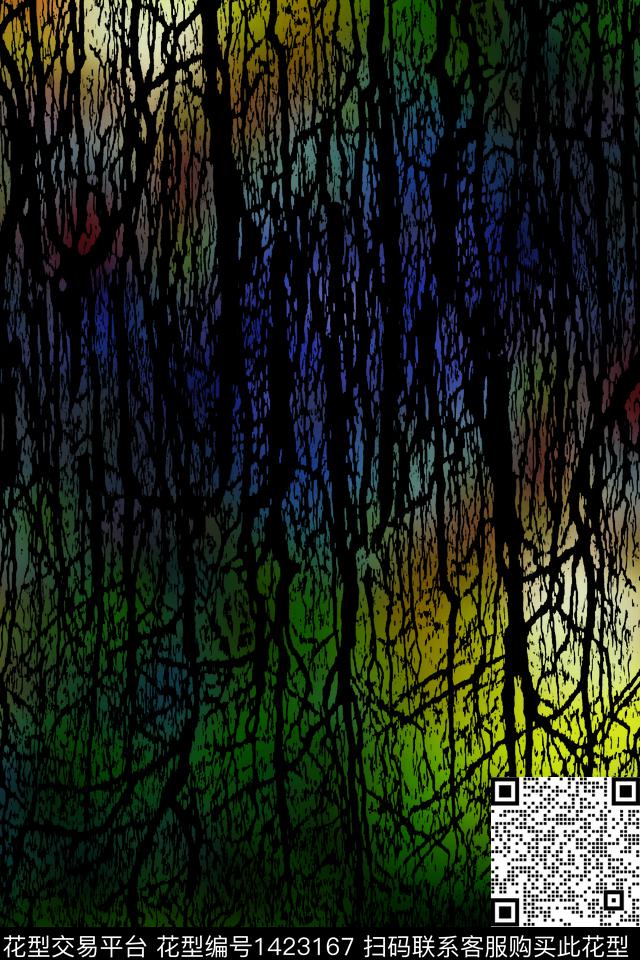 树枝.jpg - 1423167 - 纹理 树枝 朦胧花卉 - 数码印花花型 － 女装花型设计 － 瓦栏